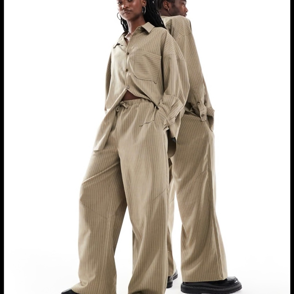 Collusion unisex pull on pinstripe dress pant